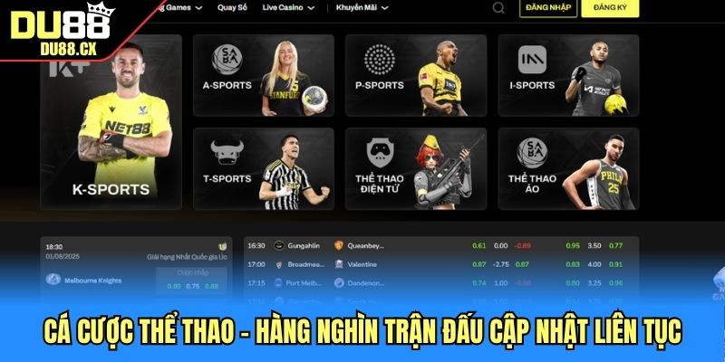 Cá cược thể thao – Hàng nghìn trận đấu cập nhật liên tục