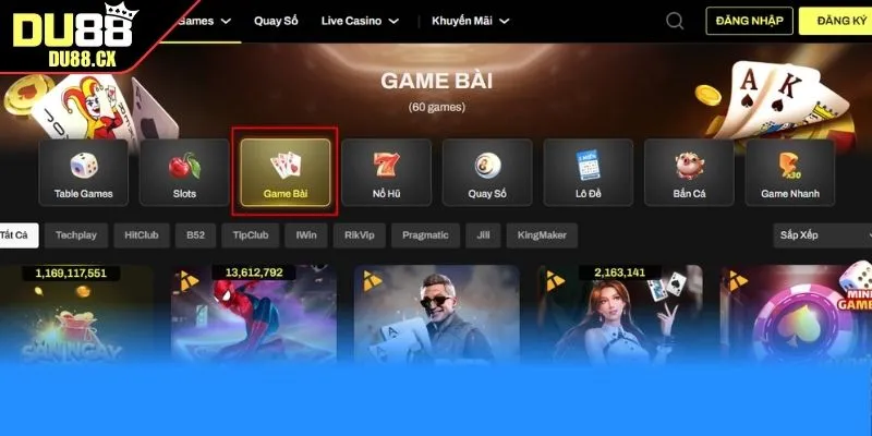 Game bài DU88 sảnh săn thưởng hấp dẫn hàng đầu hiện nay